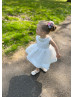 Ivory Organza Diamond Crystals Embellished Flower Girl Dress